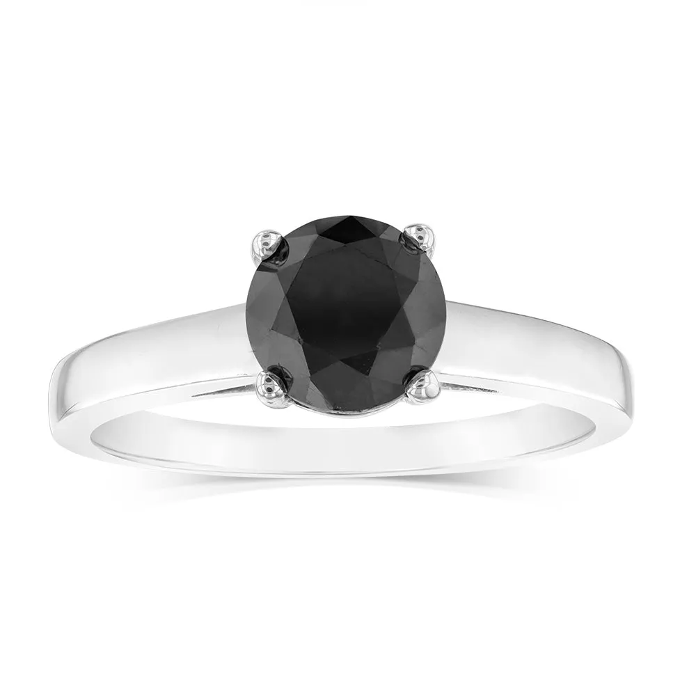 1.45 Carat Black Diamond Solitaire Ring in Sterling Silver Shiels