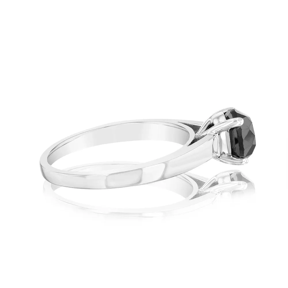 1.45 Carat Black Diamond Solitaire Ring in Sterling Silver Shiels