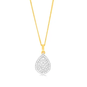 1/4Carat Pear Shaped Diamond Pendant in 9ct Yellow Gold Shiels