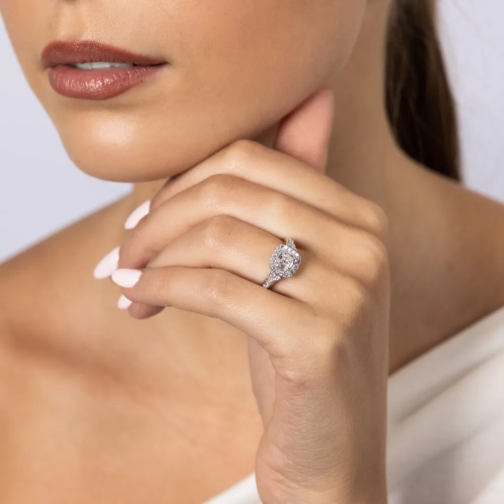 14ct White Gold 0.70 Carat Diamond Halo Solitaire Ring Shiels
