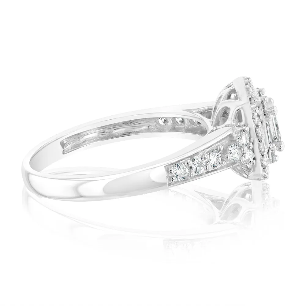14ct White Gold 0.70 Carat Diamond Halo Solitaire Ring Shiels