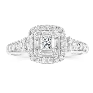 14ct White Gold 0.70 Carat Diamond Halo Solitaire Ring Shiels