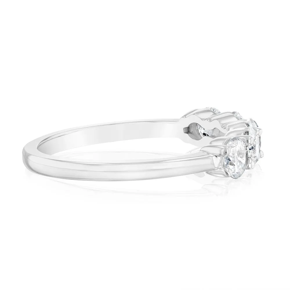 14ct White Gold 0.95 Carat Diamond Eternity Ring with 5 Round Brilliant Cut Diamonds Shiels
