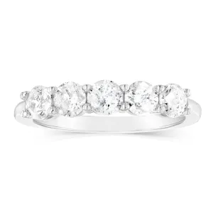14ct White Gold 0.95 Carat Diamond Eternity Ring with 5 Round Brilliant Cut Diamonds Shiels