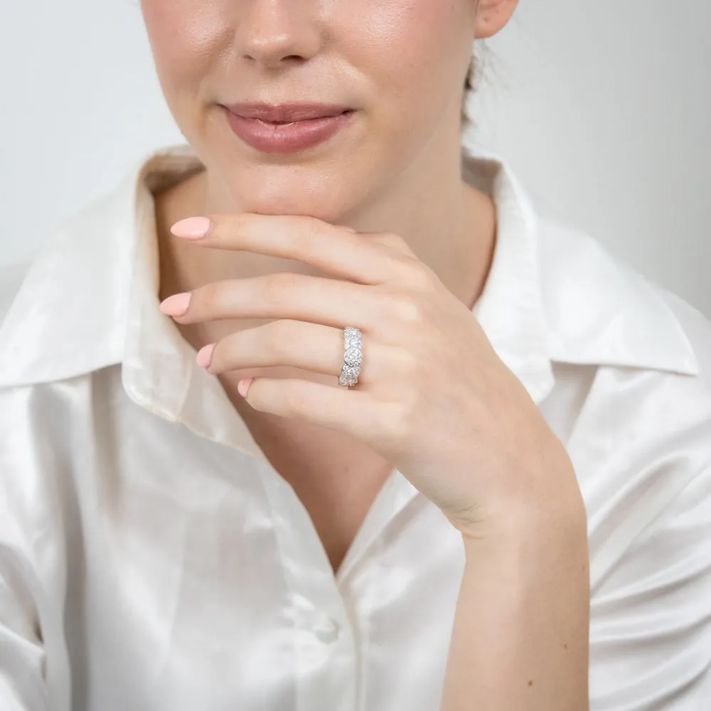 14ct White Gold 0.95 Carat Diamond Ring with 5 Round Brilliant Cut Diamonds Surrounded by Diamond Halos Shiels