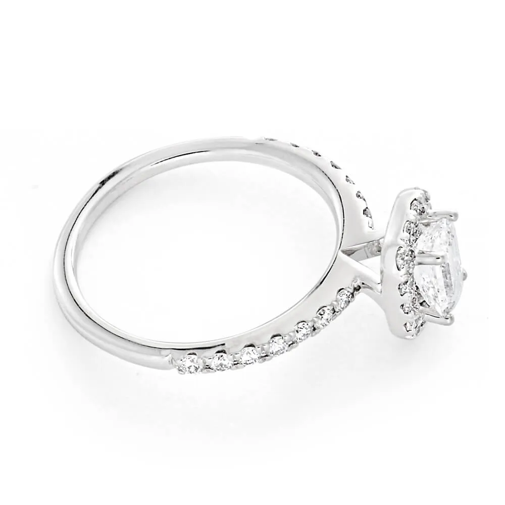 14ct White Gold 1.20 Carat Diamond Ring with 3/4 Carat Emerald Centre Diamond Shiels
