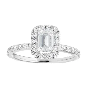 14ct White Gold 1.20 Carat Diamond Ring with 3/4 Carat Emerald Centre Diamond Shiels