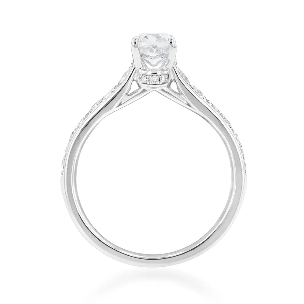 14ct White Gold 1.40 Carat Ring with Cushion Cut Centre Diamond Shiels
