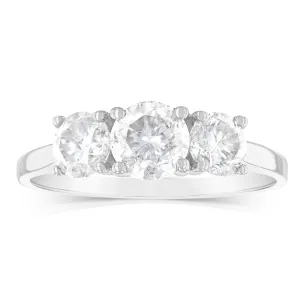 14ct White Gold 1.5 Carat Diamond Trilogy Ring with 3 Round Brilliant Cut Diamonds Shiels