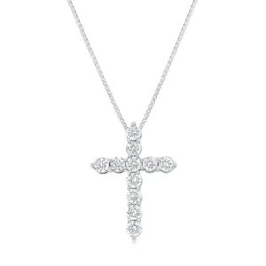 14ct White Gold 1.90 Carat Diamond Cross Pendant with Round Brilliant Cut Diamond on 45cm Chain Shiels