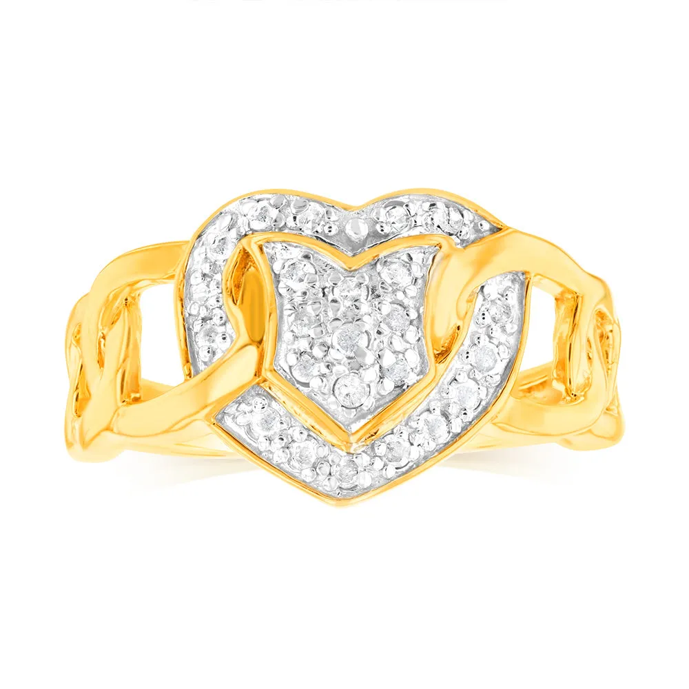 1/5 Carat Diamond Heart Ring Gold plated Silver Shiels