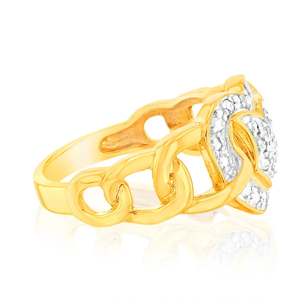 1/5 Carat Diamond Heart Ring Gold plated Silver Shiels