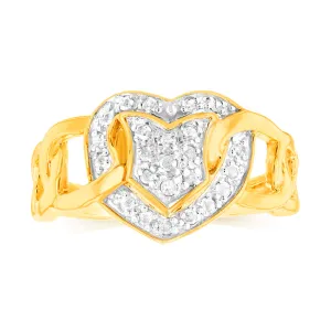 1/5 Carat Diamond Heart Ring Gold plated Silver Shiels