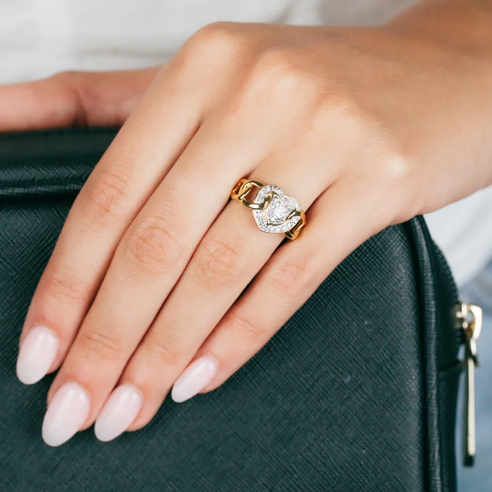1/5 Carat Diamond Heart Ring Gold plated Silver Shiels