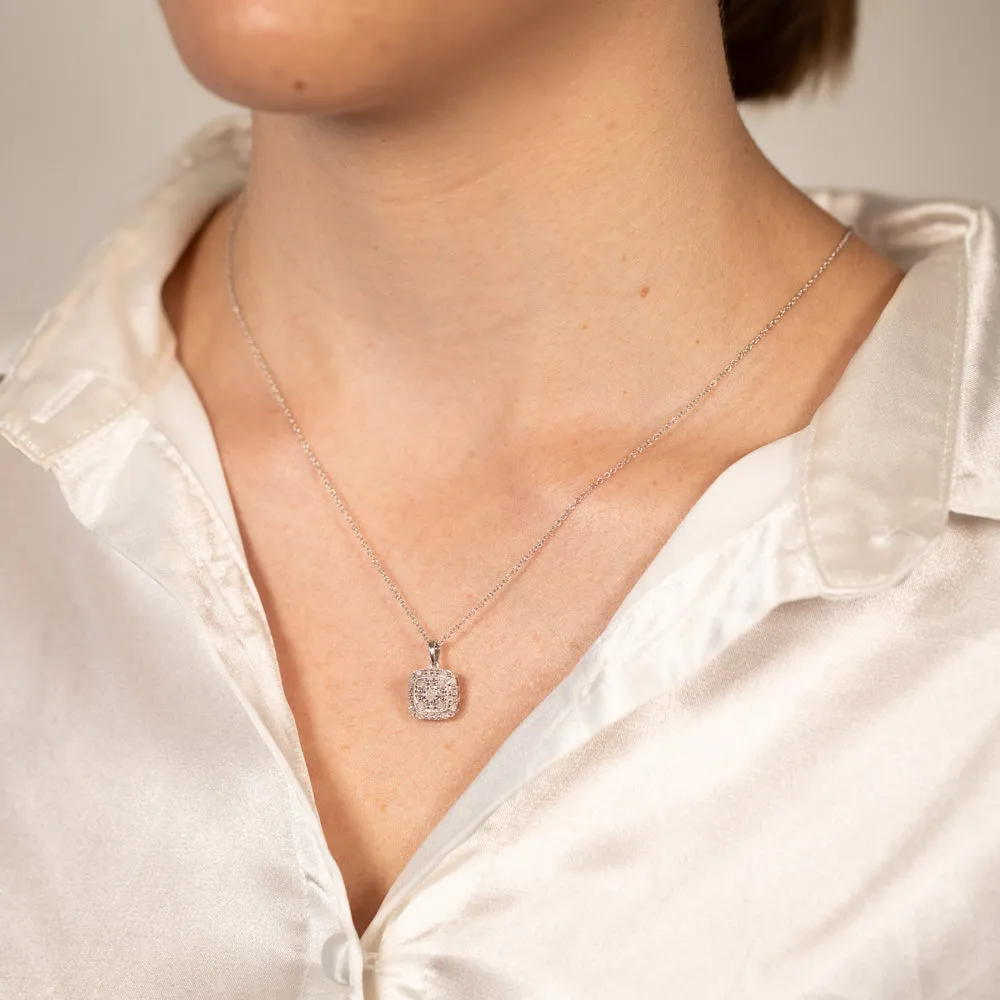 1/6 Carat Diamond Cushion Pendant in Sterling Silver Shiels