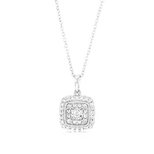 1/6 Carat Diamond Cushion Pendant in Sterling Silver Shiels