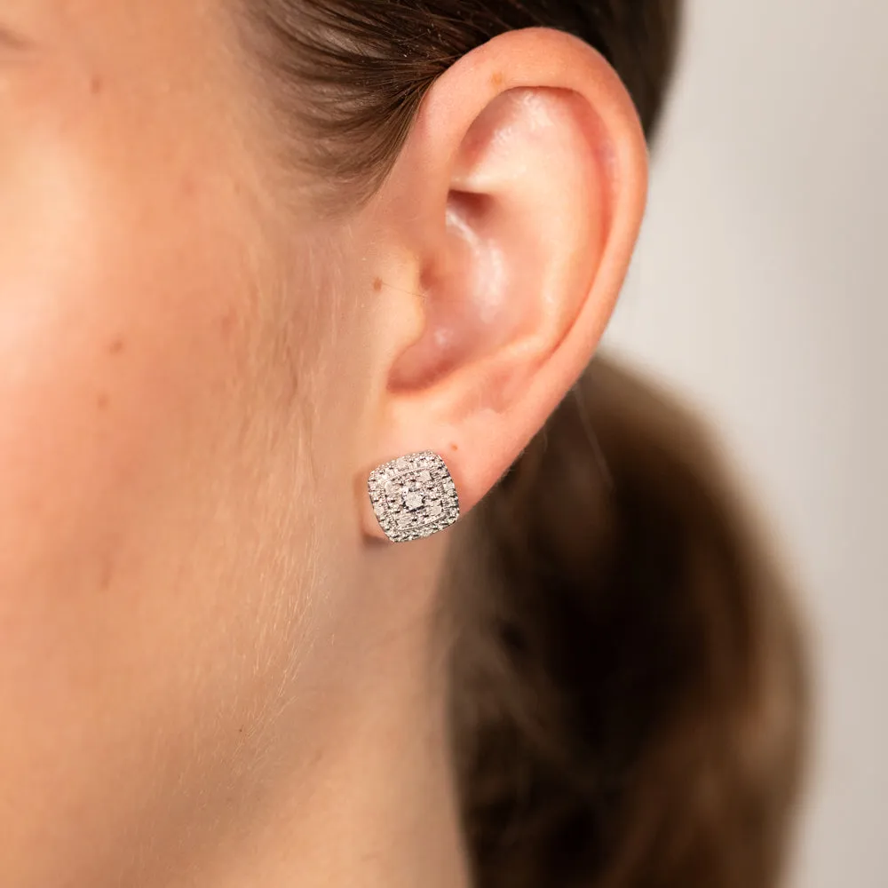 1/6 Carat Diamond Cushion Studs in Sterling Silver Shiels