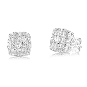 1/6 Carat Diamond Cushion Studs in Sterling Silver Shiels