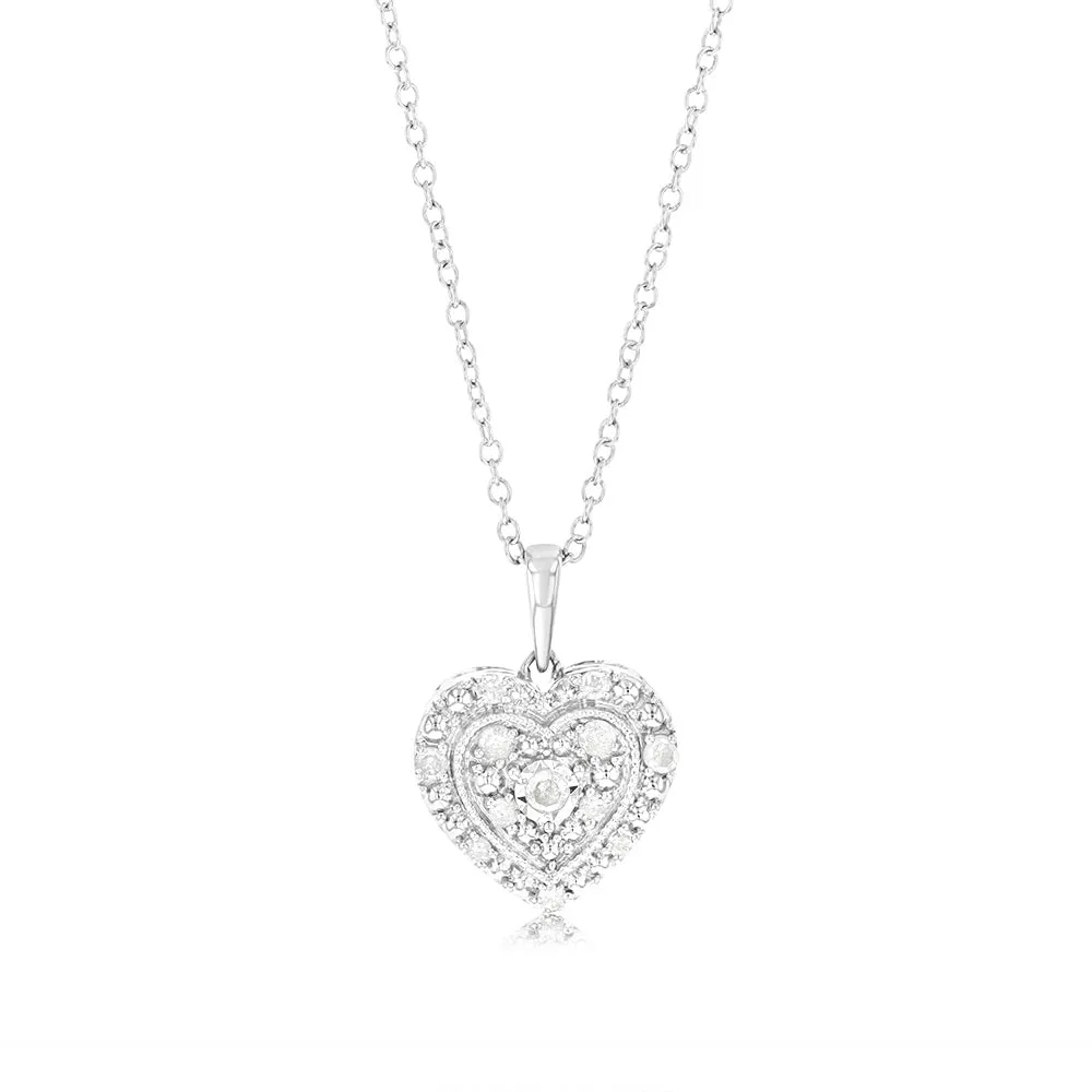 1/6 Carat Diamond Heart Pendant in Sterling Silver Shiels