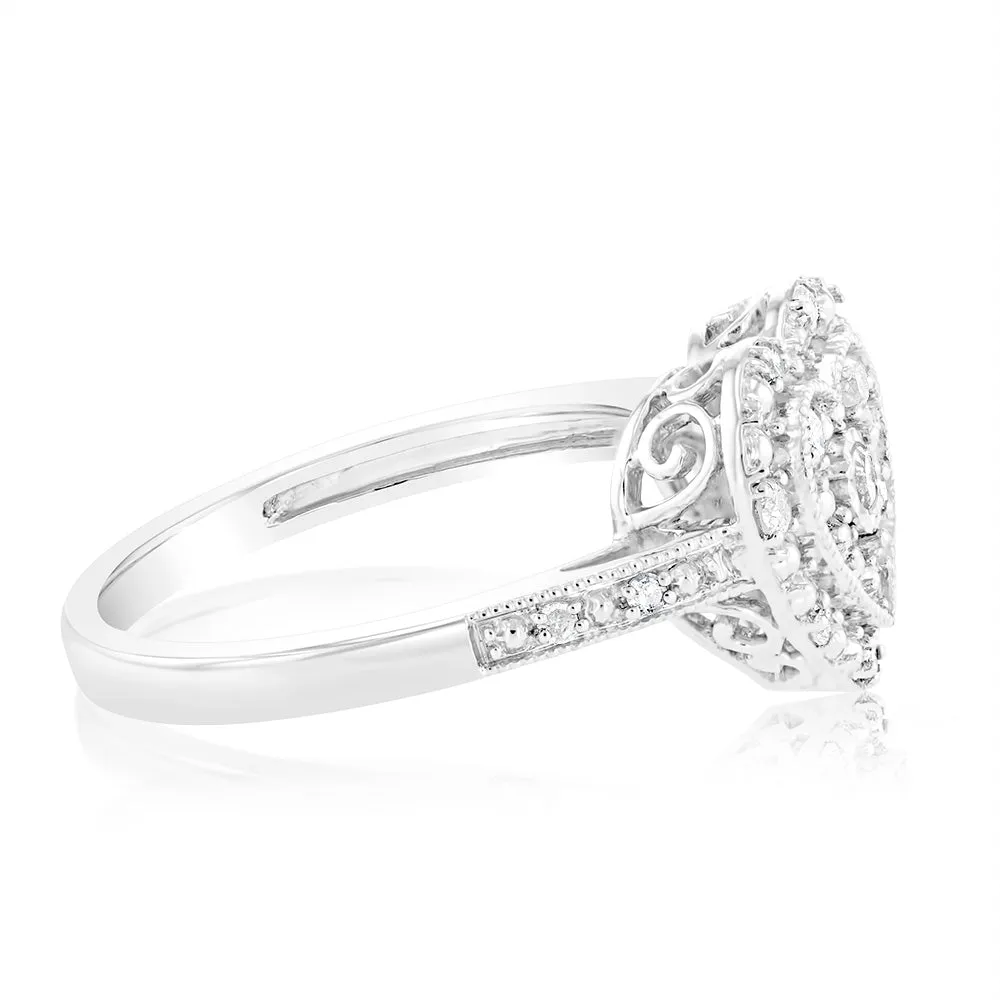 1/6 Carat Diamond Heart Ring in Sterling Silver Shiels