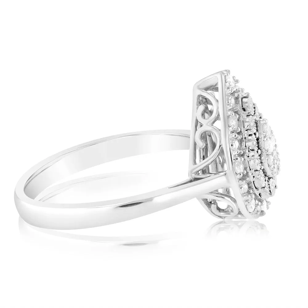 1/6 Carat Diamond Pear Shaped Ring in Sterling Silver Shiels