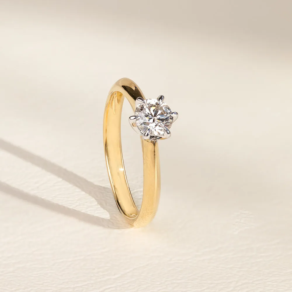 18ct 0.70 Carat Diamond Solitaire Ring with 6 Claw Knife Edge Setting Shiels