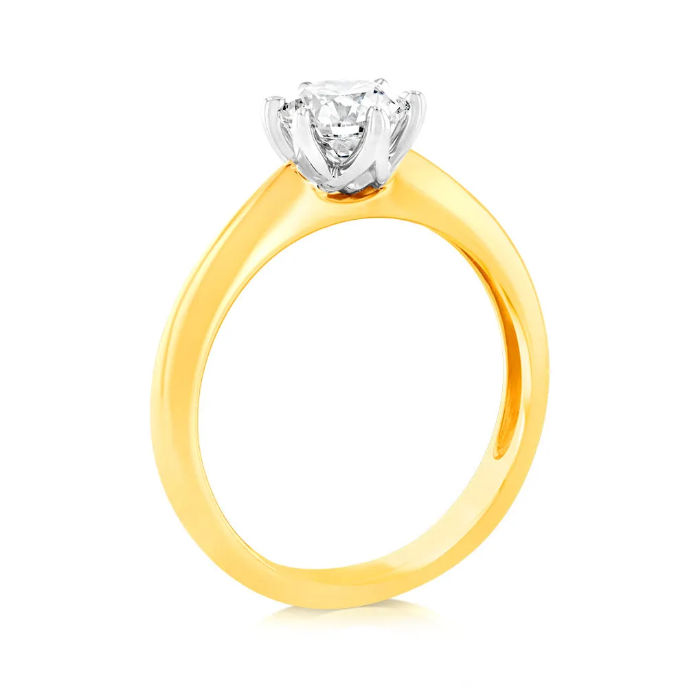18ct 0.70 Carat Diamond Solitaire Ring with 6 Claw Knife Edge Setting Shiels