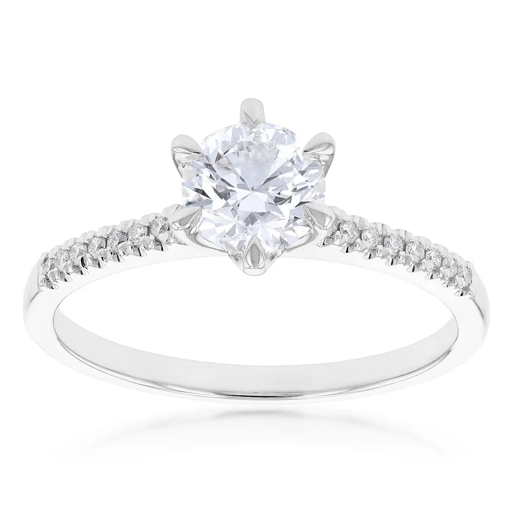 18ct White Gold 1.10 Carat Solitaire with 1.00 Carat Certified Centre Diamond Shiels