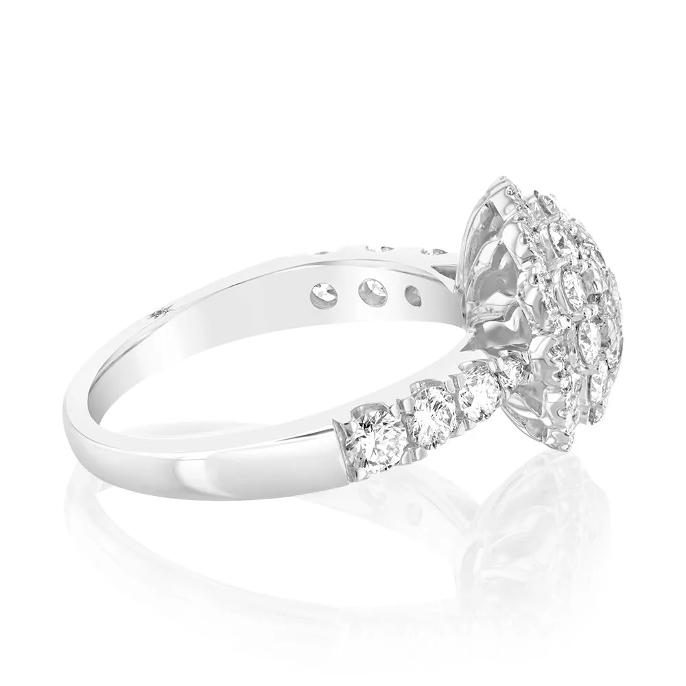 18ct White Gold 1.4 Carat Brilliant Cut Diamond Halo Solitaire Ring Shiels