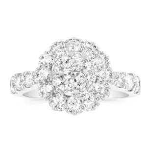 18ct White Gold 1.4 Carat Brilliant Cut Diamond Halo Solitaire Ring Shiels