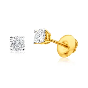 18ct Yellow Gold 0.5 Carat Diamonds Screwback Stud Earrings Shiels