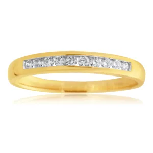 18ct Yellow Gold 1/4 Carat Channel Set Diamond Ring with 10 Brilliant Diamonds Shiels