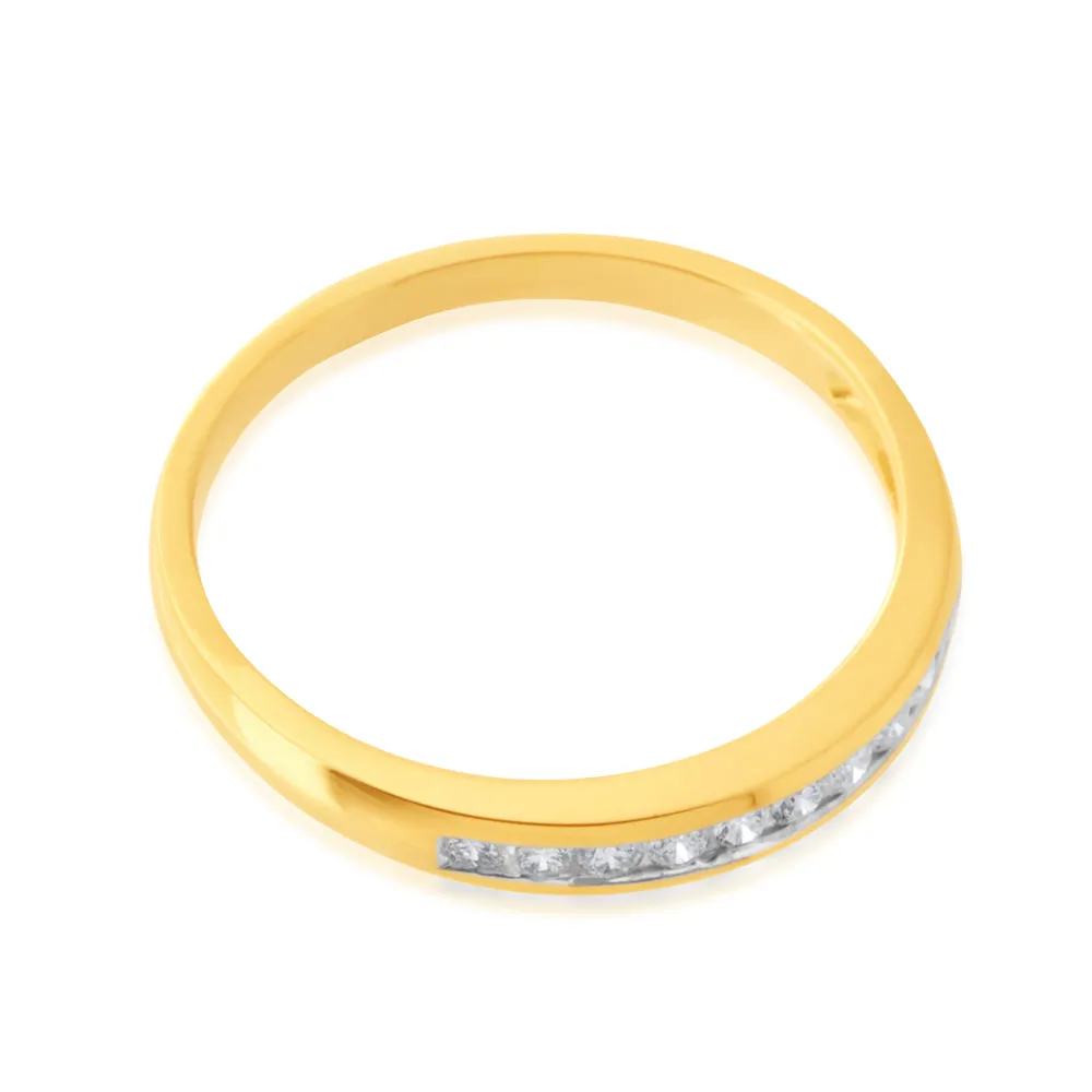 18ct Yellow Gold 1/4 Carat Channel Set Diamond Ring with 10 Brilliant Diamonds Shiels