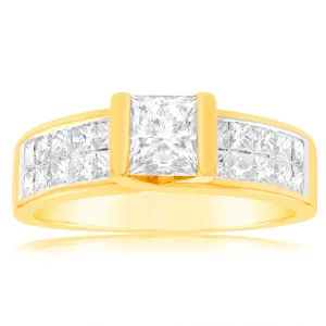18ct Yellow Gold 'Princess Celia' Ring With 2 Carats Of Diamonds Shiels
