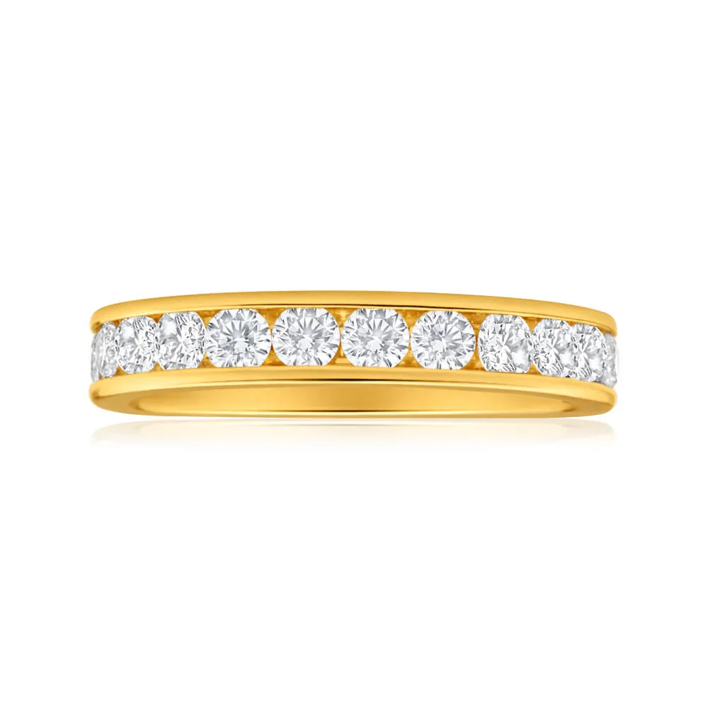 18ct Yellow Gold Ring With 1 Carat Of Channel Set Diamonds Shiels