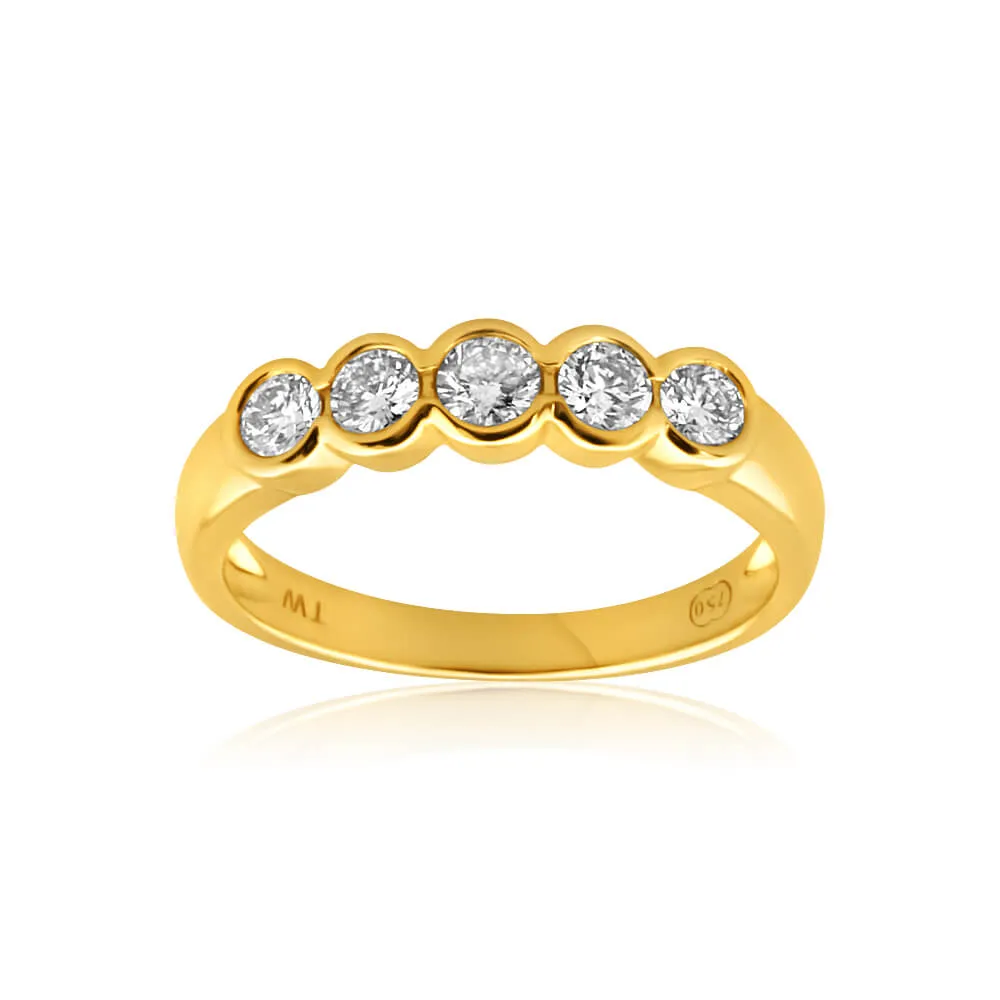 18ct Yellow Gold Ring With 1/2 Carat Of Bezel Set Diamonds Shiels
