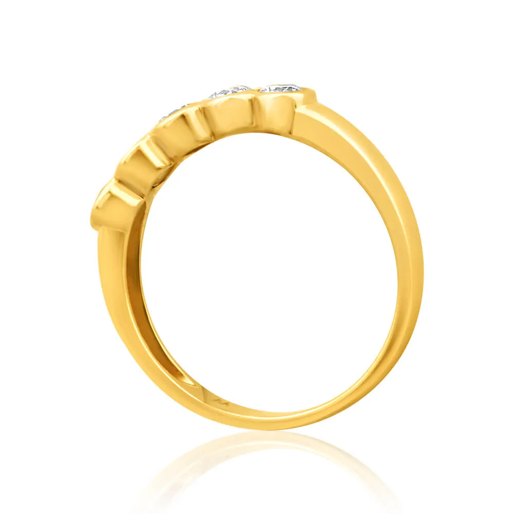18ct Yellow Gold Ring With 1/2 Carat Of Bezel Set Diamonds Shiels