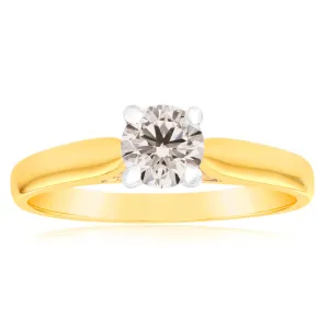 18ct Yellow Gold Solitaire Ring With 0.50 Carat Australian Diamond Shiels