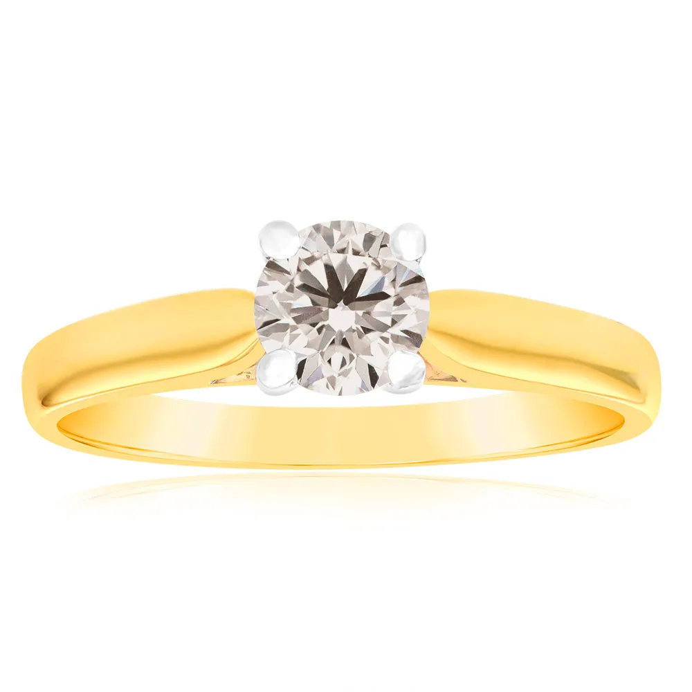 18ct Yellow Gold Solitaire Ring With 0.50 Carat Australian Diamond Shiels