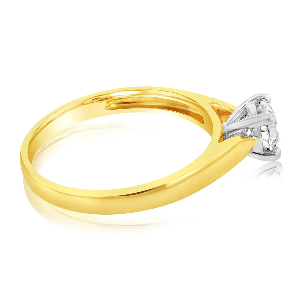 18ct Yellow Gold Solitaire Ring With 0.50 Carat Australian Diamond Shiels