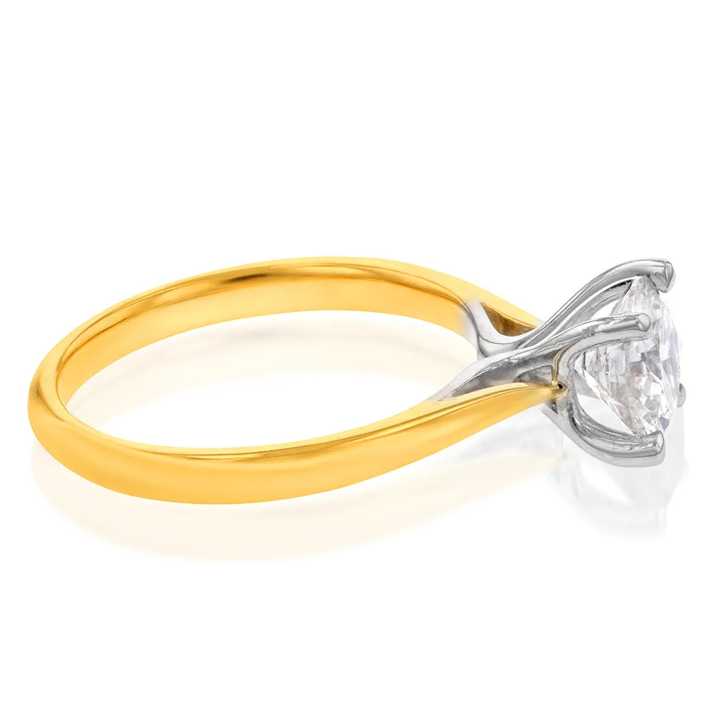 18ct Yellow Gold Solitaire Ring with 1 Carat GI SI Certified Diamond Shiels