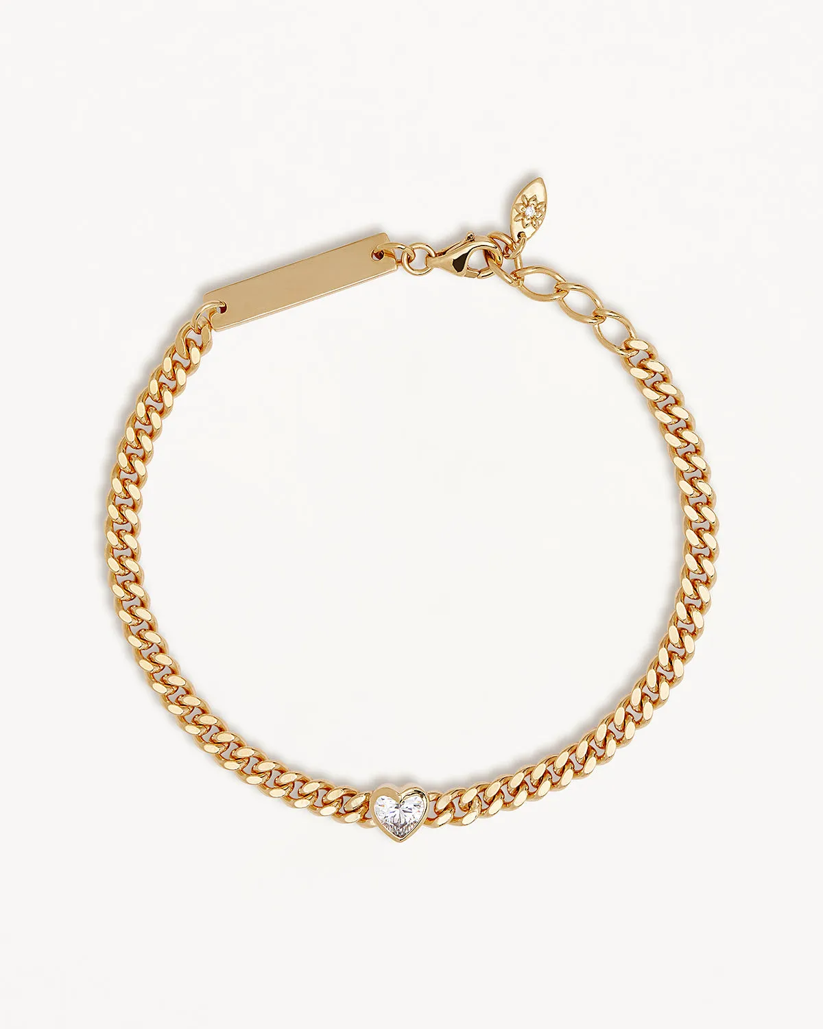 18k Gold Vermeil Radiant Heart Engravable Curb Bracelet Bycharlotte