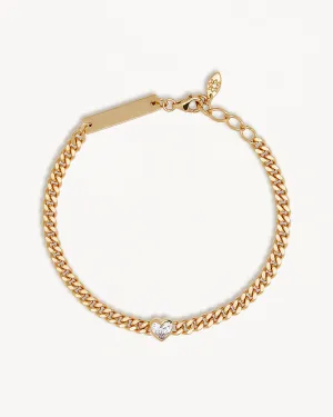 18k Gold Vermeil Radiant Heart Engravable Curb Bracelet Bycharlotte