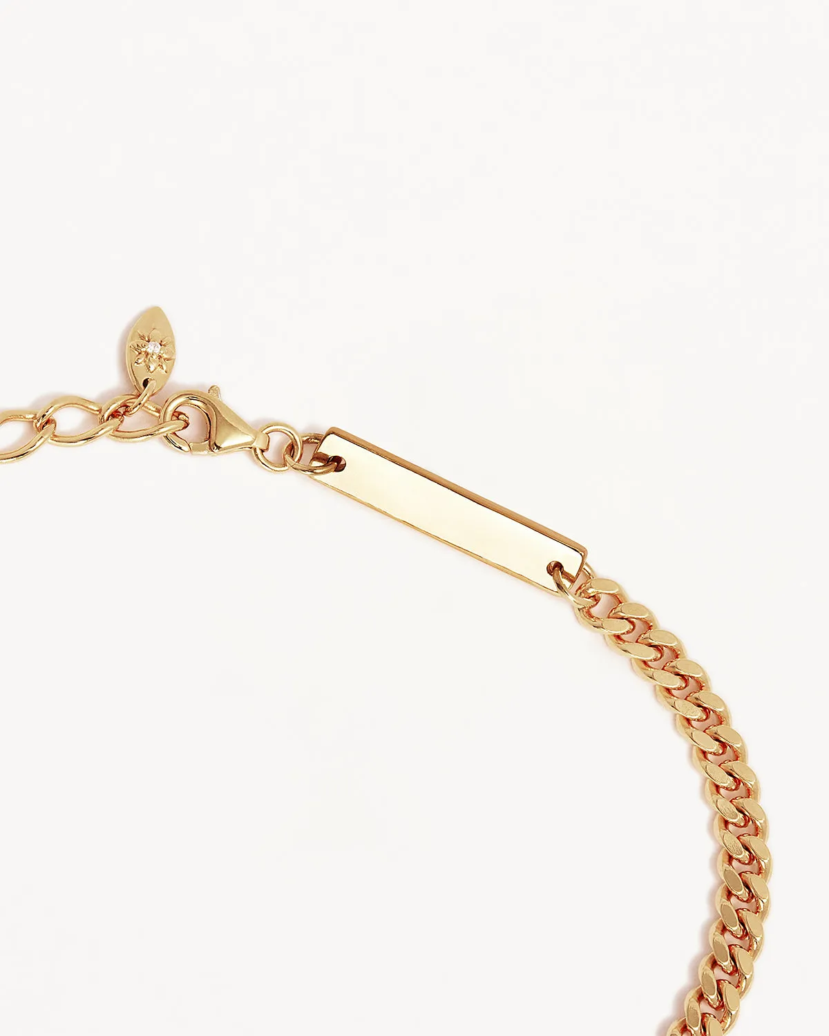 18k Gold Vermeil Radiant Heart Engravable Curb Bracelet Bycharlotte