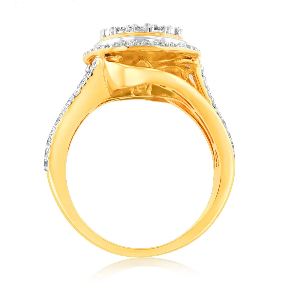 1Carat Luminesce Lab Grown 93Brilliant cut & 44Tappered cut Diamonds in 9ct Yellow gold Shiels