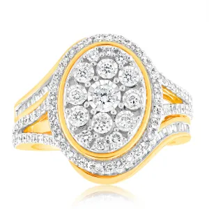 1Carat Luminesce Lab Grown 93Brilliant cut & 44Tappered cut Diamonds in 9ct Yellow gold Shiels