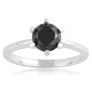 2 Carat Black Diamond Solitaire Ring in Sterling Silver Shiels