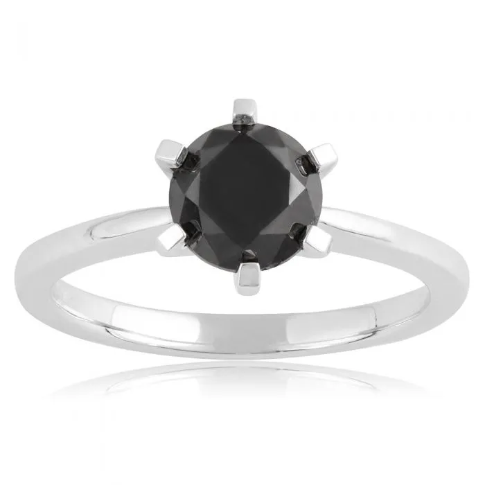 2 Carat Black Diamond Solitaire Ring in Sterling Silver Shiels