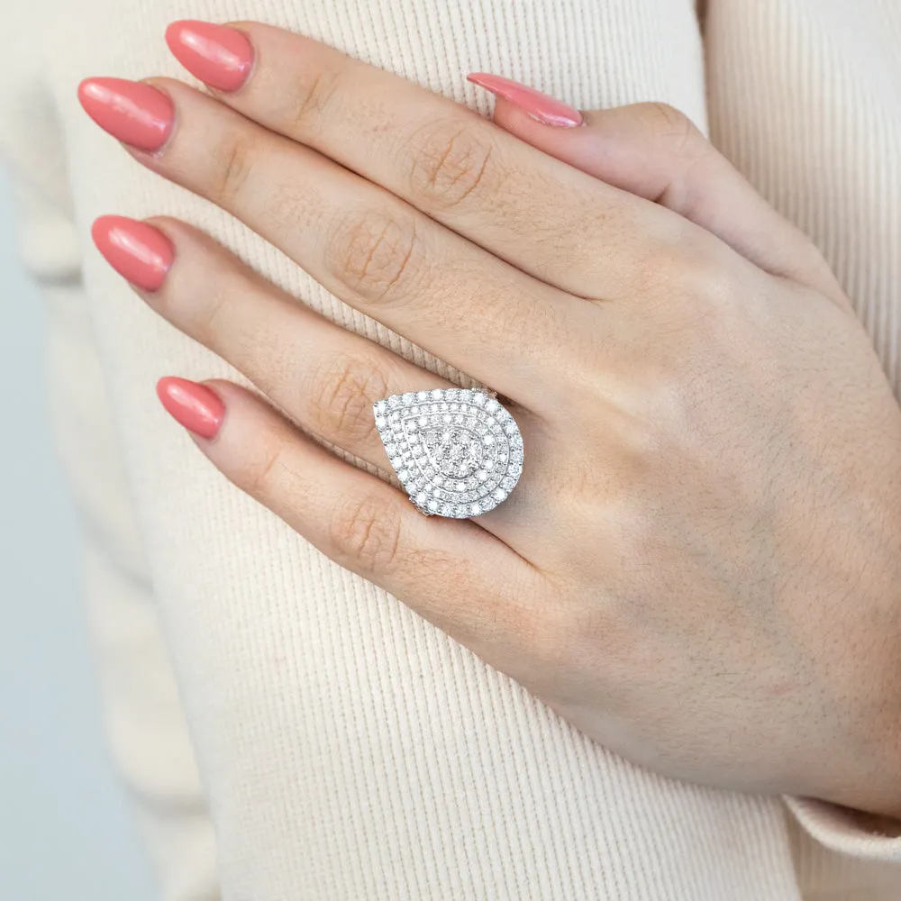 2 Carat Diamond Pear Shaped Cluster Ring Set in Sterling Silver and 9ct Yellow Gold Shiels