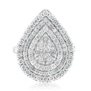 2 Carat Diamond Pear Shaped Cluster Ring Set in Sterling Silver and 9ct Yellow Gold Shiels